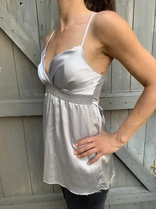 Made in Italy Top Satin Party Tunika Shirt Oberteil Hochzeit Büro zu Jeans S/M - Bild 1 von 4