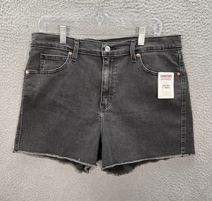 Signature By Levi Strauss Shorts Womens 14 Black Denim Heritage High Rise New - Picture 1 of 11