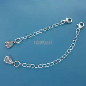 Extensor de cadena circonita de plata esterlina / conector / collar caída posterior - Imagen 1 de 8