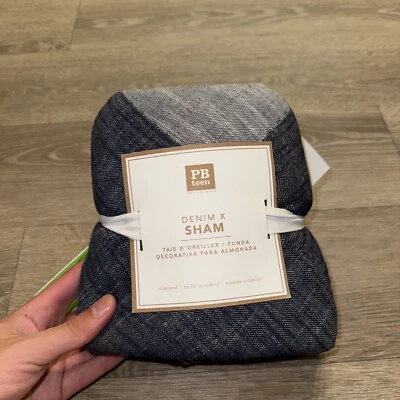 Funda de almohada Pottery Barn Teen acolchada con retazos de mezclilla falsa estándar Foto 1 de 2