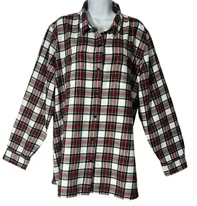 Camisa de franela Vermont Country Store 1X túnica a cuadros escoceses con botones para mujer - Imagen 1 de 7