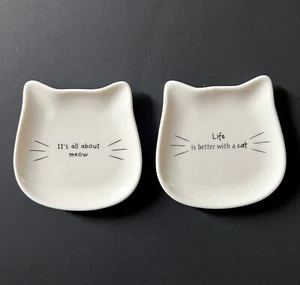 2 Whimsical Cats Trinket Dish: It’s All About Meow & Life Is Better With A Cat - Picture 1 of 11