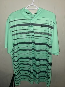 Herren 2XL Nike Golf Dri-Fit Neon Grün Polo Grau Streifen - Bild 1 von 3