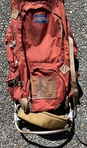 Vintage Jansport External Frame Hiking Backpack Hip Wings Red brown - Picture 1 of 19