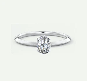 1/2 Ct Oval Cut E/VVS Lab Created Grown Diamond Solitaire Ring 950 Platinum - Picture 1 of 1
