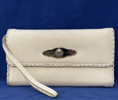 Elliott Lucca White Leather Trifold Wallet/Clutch with Wrist Strap - Image 1 of 4