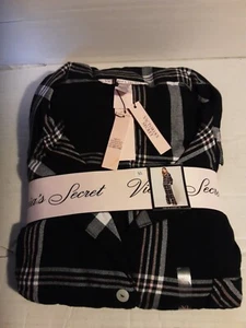 Set Pigiama Victorias Secret Cotone Flanella Manica Lunga Plaid Nero Taglia XL NUOVO - Foto 1 di 6