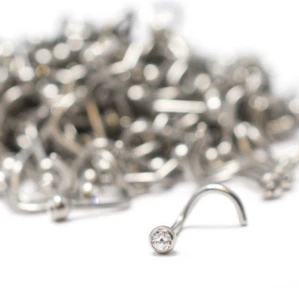 Wholesale Lot 200PCS 18G Nose Rings Stud Screw Surgical Steel Clear CZ Gem Jewel - Picture 1 of 12