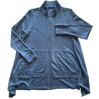 Cómodo suéter drapeado cárdigan de gran tamaño con cremallera completa talla XS gris EE. UU. para mujer Foto 1 de 4