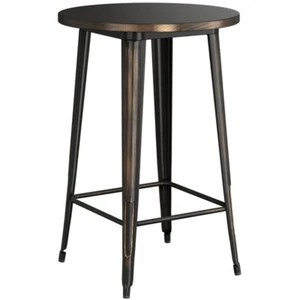 24'' Round Distressed Cooper Metal Outdoor Restaurant Patio Bar Height Table - Picture 1 of 6