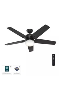 Hunter 52 in Cavera Matte Black  Ceiling Fan Light Kit Missing Motor,Remote PATR - Image 1 of 4