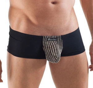 GERONIMO Mens Underwear Boxer Square Cut Black See Through Bulge Pouch - Picture 1 of 3