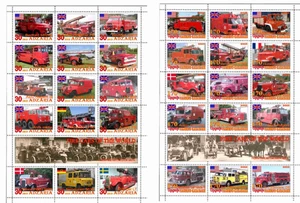 Hojas de sellos coches de bomberos completos del mundo Abjasia y Karabaj emisión - Imagen 1 de 1