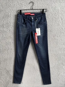 Pantalones de mezclilla Fiorucci súper ajustados elásticos azules tiro bajo para mujer 26 nuevos con etiquetas - Imagen 1 de 13