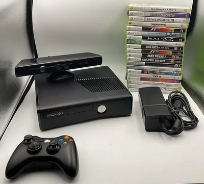 Microsoft Xbox 360 250GB Black Console Bundle Recon Controller Kinect 20 Games - Image 1 of 4