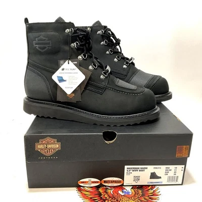 NUEVAS botas impermeables negras cálidas Harley para hombre talla 12 Hagerman de 5,5 pulgadas D96315-12 Foto 1 de 4