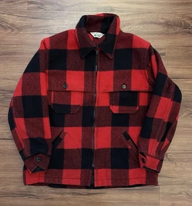 Vintage Woolrich Wool Mackinaw Cruiser Jacket Size Large Zip Buffalo Plaid USA - Picture 1 of 11