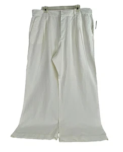 NUEVO Pantalones Gap Mezcla de Lino Para Mujer 20 Tiro Alto Piernas Anchas Cinturón Lazos Marfil Pantalones - Imagen 1 de 7