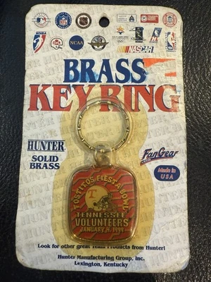 VINTAGE 1999 Tennessee Volunteers Tostitos Fiesta Bowl BRASS KEYCHAIN - Image 1 of 2