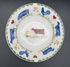 VTG Wood & Sons Jacks Farm Pattern Vintage Farmyard 1 Breakfast Cereal Bowl Cow - Picture 1 of 5