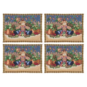 Fall Happy Harvest Seasonal Woven Tapestry Placemats, Set of 4 - Picture 1 of 4