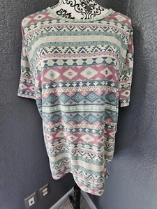 Women's LuLaRoe Short Sleeve Blouse Size Small Multicolor High/Low Indian Design - Picture 1 of 10