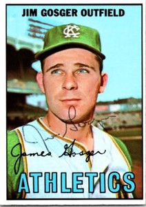 Jim Gosger autographed baseball card (Oakland Athletics) 1967 Topps #17