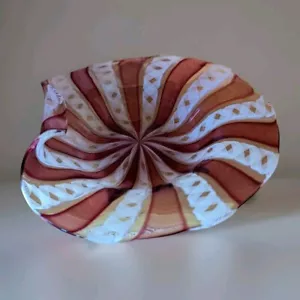 Piatto portagioie vintage Murano Zanfirico arte vetro mirtillo Latticino - Foto 1 di 6