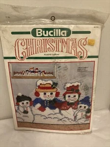 Sealed Bucilla Christmas Plastic Canvas 'Snow Family' Draftstop Kit # 61113 - Picture 1 of 9