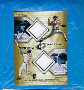 CHIPPER JONES 2002 SPX WINNING MATERIALS 2 PLAYER JERSEY COMBO GREG MADDUX GU - Picture 1 of 1