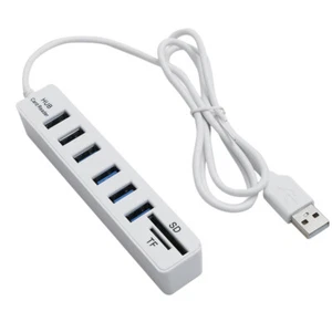 Lecteur de carte USB 2.0 à 6 ports, adaptateur séparateur de mémoire TF pour ord - Photo 1/9