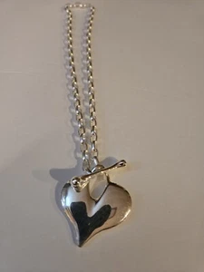 Stunning RLM Solid Sterling Silver Heart Pendant Link Chain Toggle Signed Morris - Picture 1 of 9