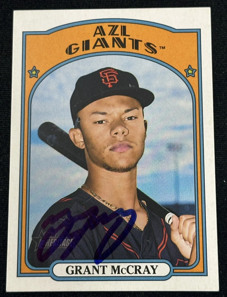 2021 Topps Heritage Minors Signed Grant McCray #100 Autographed Auto Giants Card - Image 1 of 1