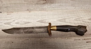 Excellent WWII Philippines Fighting Knife Brass Connecter Wood Handle - Picture 1 of 15