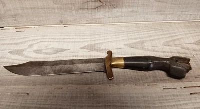Excelente faca de combate Filipinas Segunda Guerra Mundial conector de latão cabo de madeira - Imagem 1 de 4