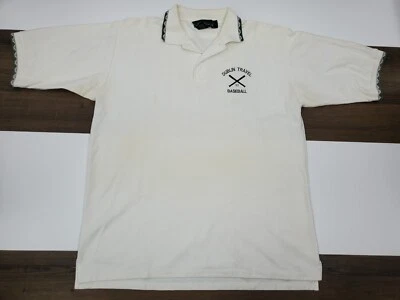 VINTAGE Para Hombres XL Blanco Polo Dublín Viaje Béisbol Manga Corta Hecho en EE. UU. Foto 1 de 4