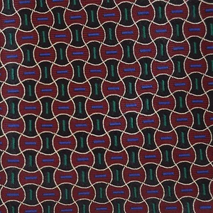 Cravatta collo Polo Ralph Lauren forma geometrica tessuto seta bordeaux nero verde blu - Foto 1 di 1
