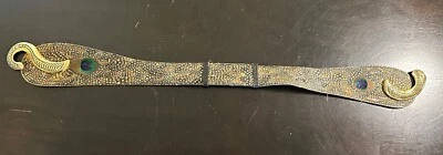 Vintage Coneco Genuine Peacock Feather & Leather Belt Gold Tone Buckle Women's - Image 1 of 4