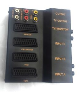 Scart Switch Box seperate audio video phono/RCA connections ALL-METAL HOUSING