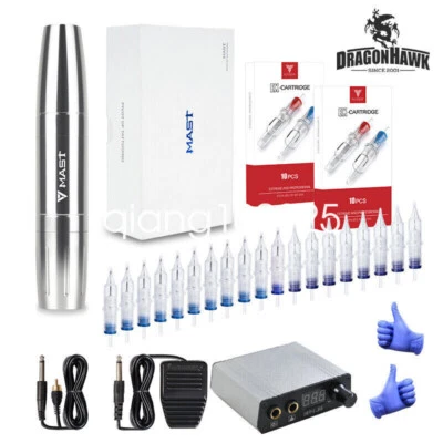 DRAGONHAWK Kit trucco permanente Mast Magi macchina tatuaggio alimentatore cartuccia set ago