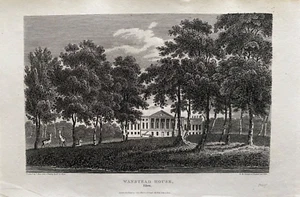 Impresión antigua de 1812; Casa Wanstead, Redbridge Londres después de Hood - Imagen 1 de 2