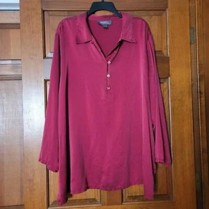 Blusa para mujer talla 26/28 Lane Bryant 100 % seda color vino manga larga - Imagen 1 de 4