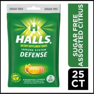 HALLS Defense Assorted Citrus Sugar Free Vitamin C Drops, 25 Drops - Picture 1 of 3