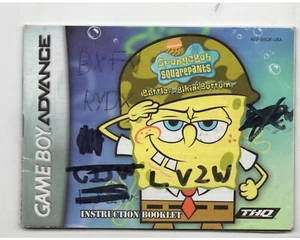 SpongeBob Squarepants Battle Bikini Bottom GBA MANUAL ONLY Authentic NO TRACKING - Picture 1 of 1