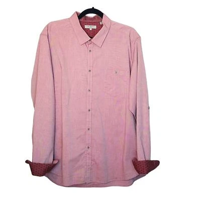Camisa Ted Baker London Malva Puño Abatible Botón Delantero Talla 7 o 17.5" Cuello Foto 1 de 4