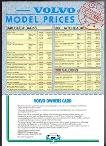 Volvo Prices & Equipment 1984-85 UK Market Single Sheet Brochure 300 200 700 - Picture 1 of 2