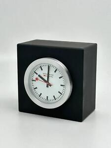 Mondaine Black Case Analog Quartz Shelf Square Desk Clock A660.30318.84SBB