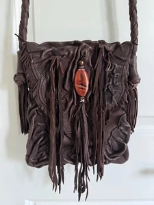 Vicki Love Designs Brown Leather Crossbody Purse - Picture 1 of 10