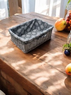 Shallow Wicker Storage Baskets with Mulberry Tree liner - Image 1 of 4
