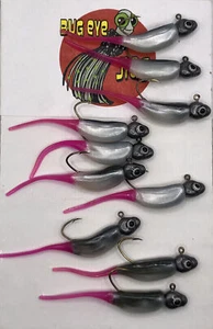 10 Pack 1/16 Oz Crappie Jigs Smoke Gray And Red Tail. (black Shad Fire tail ) - Picture 1 of 5